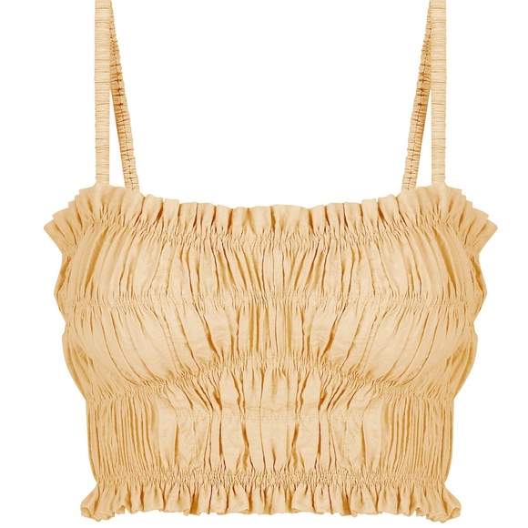 ANNA OCTOBER 'Izy' Smocked Crepe Crop Top - Picture 1 of 3